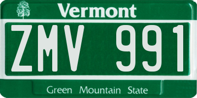VT license plate ZMV991