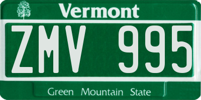 VT license plate ZMV995
