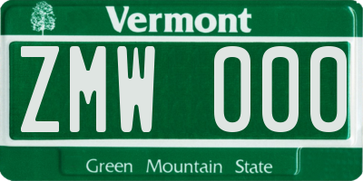 VT license plate ZMW000