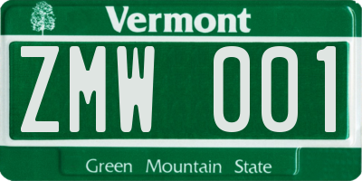VT license plate ZMW001