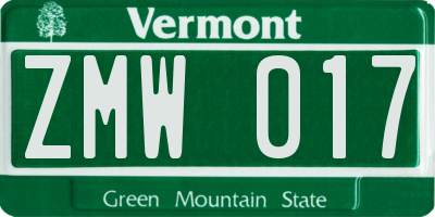 VT license plate ZMW017