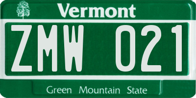 VT license plate ZMW021