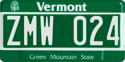 VT license plate ZMW024