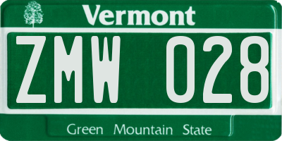 VT license plate ZMW028