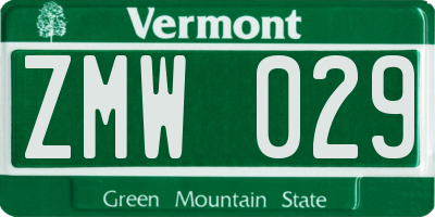 VT license plate ZMW029