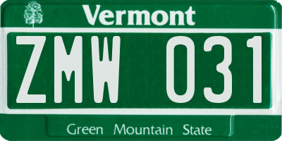 VT license plate ZMW031