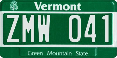 VT license plate ZMW041