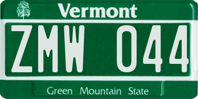 VT license plate ZMW044