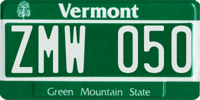 VT license plate ZMW050
