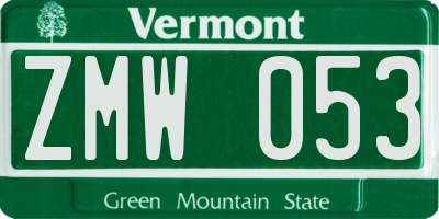 VT license plate ZMW053