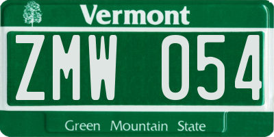 VT license plate ZMW054