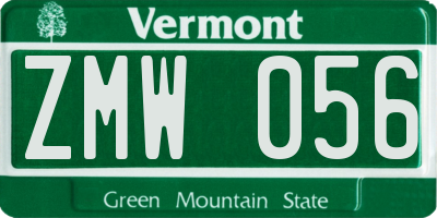 VT license plate ZMW056