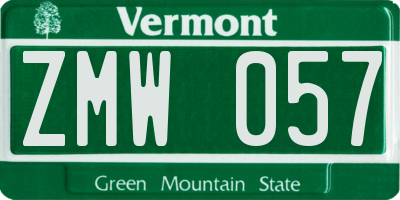 VT license plate ZMW057