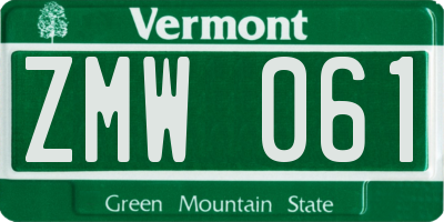 VT license plate ZMW061