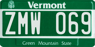 VT license plate ZMW069
