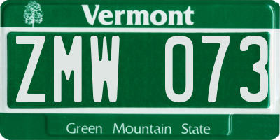 VT license plate ZMW073