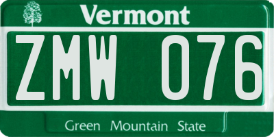 VT license plate ZMW076