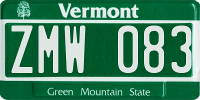 VT license plate ZMW083