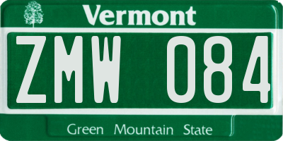 VT license plate ZMW084