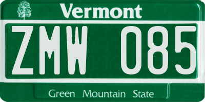 VT license plate ZMW085