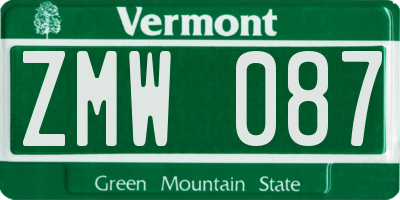 VT license plate ZMW087