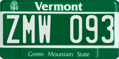 VT license plate ZMW093