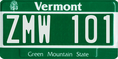 VT license plate ZMW101