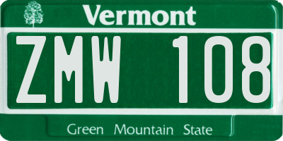 VT license plate ZMW108