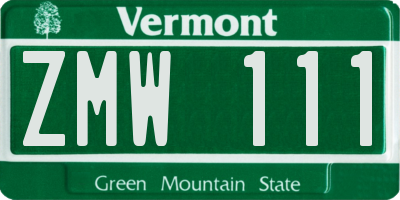 VT license plate ZMW111