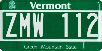 VT license plate ZMW112