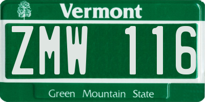VT license plate ZMW116