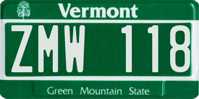VT license plate ZMW118