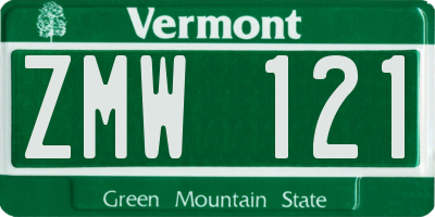 VT license plate ZMW121