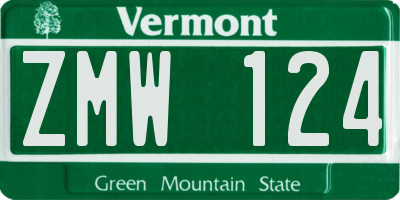 VT license plate ZMW124