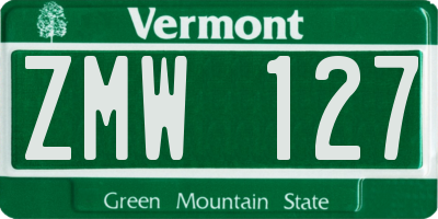 VT license plate ZMW127