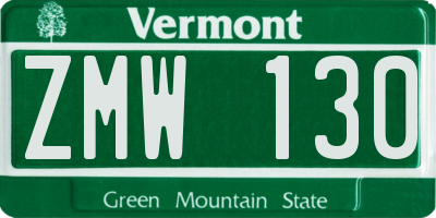 VT license plate ZMW130