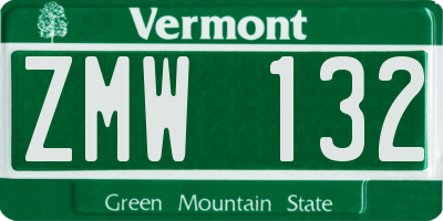VT license plate ZMW132