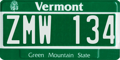 VT license plate ZMW134