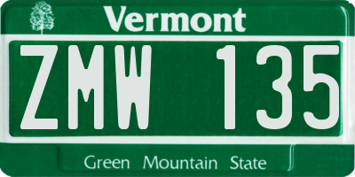 VT license plate ZMW135