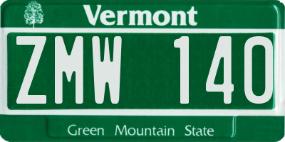 VT license plate ZMW140