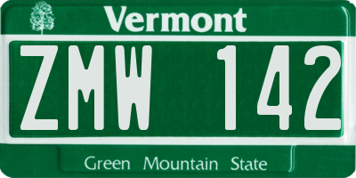VT license plate ZMW142