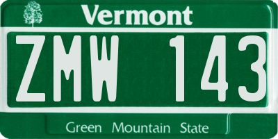 VT license plate ZMW143