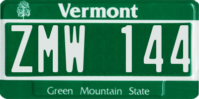 VT license plate ZMW144