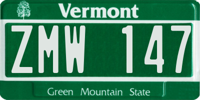 VT license plate ZMW147