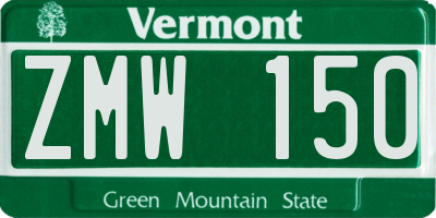VT license plate ZMW150