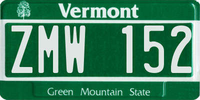 VT license plate ZMW152