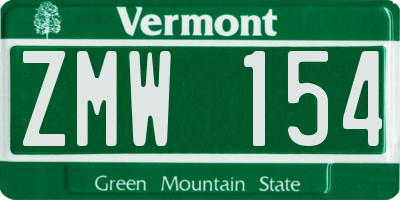 VT license plate ZMW154