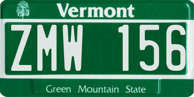 VT license plate ZMW156