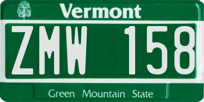 VT license plate ZMW158