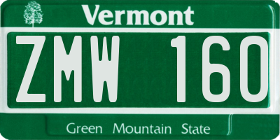 VT license plate ZMW160